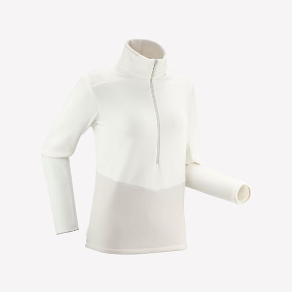 Polar turystyczny damski Quechua MH500. Białe bluzy z polaru QUECHUA, l, bez wzorów, z materiału, trekkingowe. Za 69.99 zł.