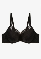 Czarny Koronkowy Biustonosz Push Up Nelior. Czarne biustonosze Renee, bez wzorów, z koronki. W wyprzedaży za 19.99 zł.
