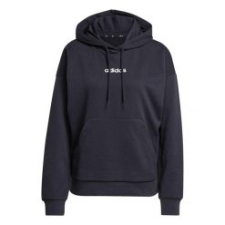 Bluza damska adidas Essentials Linear French Terry Hoodie - czarna. Czarne bluzy adidas, l, bez wzorów, z bawełny, klasyczne, bez ramiączek, bez kaptura. Za 195.99 zł.