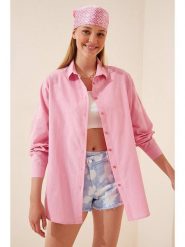 Happiness Istanbul Koszula w kolorze jasnoróżowym rozmiar: 36. Różowe koszule Happiness Istanbul, bez wzorów, bez kołnierzyka, bez ramiączek. Za 48.05 zł.
