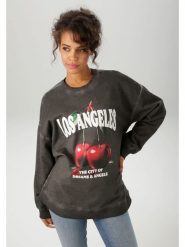 Aniston Bluza w kolorze antracytowym rozmiar: 48. Czarne bluzy Aniston, bez wzorów, z bawełny, bez ramiączek, bez kaptura. Za 86.95 zł.