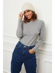 Soft Cashmere Kaszmirowy sweter w kolorze szarym rozmiar: 36. Szare swetry Soft Cashmere, bez wzorów, z kaszmiru, klasyczne, bez ramiączek. Za 274.21 zł.