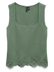 Vero Moda Top w kolorze zielonym rozmiar: S. Zielone topy Vero Moda, s, bez wzorów, z bawełny, bez kołnierzyka, bez ramiączek. Za 80.52 zł.