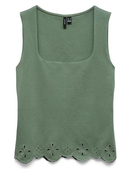 Vero Moda Top w kolorze zielonym rozmiar: XS. Zielone topy Vero Moda, xs, bez wzorów, z bawełny, bez kołnierzyka, bez ramiączek. Za 64.95 zł.