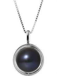 Pearline Srebrny naszyjnik z zawieszką - dł. 42 cm rozmiar: onesize. Czarne naszyjniki Pearline, z materiału, z perłą, srebrne. Za 217.99 zł.