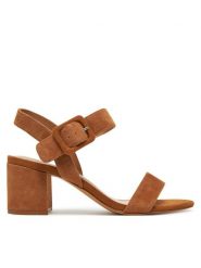 Sergio Bardi Sandały WFA3762-1Z-SB Brązowy. Brązowe sandały Sergio Bardi, bez wzorów, ze skóry, bez obcasa, na słupku, bez zapięcia. Za 249.99 zł.
