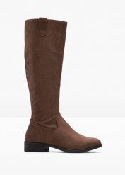 Kozaki. Brązowe kozaki bonprix, bez wzorów, bez obcasa, bez zapięcia. Za 169.99 zł.