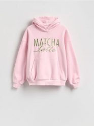 Bluza oversize z haftem - pastelowy róż. Czerwone bluzy bez kaptura Reserved, l, bez wzorów, z bawełny, bez kaptura. Za 129.99 zł.