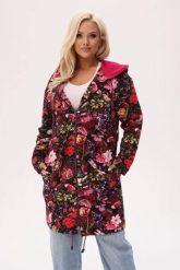 Bluza z kapturem Bloom - florystyczny print z akcentem ważek PLUS SIZE XXL OVERSIZE JESIEŃ. Różowe bluzy Moda Size Plus Iwanek, na jesień, plus size, bez wzorów, z bawełny, eleganckie, bez ramiączek, z kapturem. Za 329.90 zł.