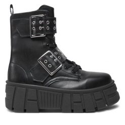 Botki Altercore. Czarne botki Altercore, bez wzorów, bez obcasa, na koturnie, bez zapięcia. Za 329.99 zł.