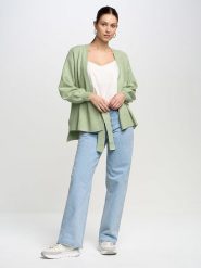 BIG STAR Kardigan w kolorze zielonym rozmiar: S. Zielone swetry BIG STAR, s, bez wzorów, z tkaniny, retro, bez ramiączek. Za 109.99 zł.