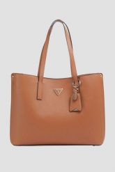 GUESS Brązowa shopperka damska Meridian. Brązowe torebki klasyczne Guess, z aplikacjami, ze skóry ekologicznej, duże, bez dodatków. W wyprzedaży za 565.99 zł.