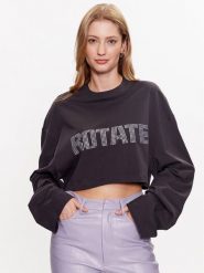 ROTATE Bluzka Rhinestone Tyra 7003211959 Szary Cropped Fit. Szare bluzki ROTATE, m, bez wzorów, z bawełny, bez kołnierzyka, bez ramiączek. Za 249.99 zł.