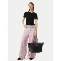 Torebka Tommy Jeans. Czarne shopper bag Tommy Jeans, bez wzorów, z jeansu, bez dodatków. Za 529.99 zł.