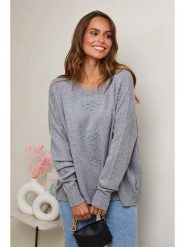 Soft Cashmere Sweter w kolorze szarym rozmiar: 38/40. Szare swetry Soft Cashmere, bez wzorów, klasyczne, bez ramiączek. Za 123.75 zł.