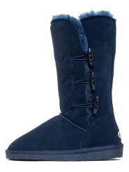 NICEBAY Skórzane kozaki zimowe "Meander" w kolorze granatowym rozmiar: 39. Niebieskie kozaki NICEBAY, na zimę, bez wzorów, z materiału, eleganckie, bez obcasa, bez zapięcia. Za 260.99 zł.