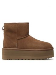 Ugg Śniegowce W Classic Mini Platform 1134991 Brązowy. Brązowe botki UGG, bez wzorów, ze skóry, bez zapięcia. Za 639.00 zł.