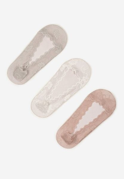 Wielokolorowe Skarpety o Kroju Balerinek z Koronki 3-Pack Tilovira. Skarpetki Born2be, bez wzorów, z koronki. Za 9.99 zł.