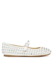 Guess Baleriny FLTKDL ELE02 Biały. Białe baleriny Guess, z aplikacjami, ze skóry, bez obcasa, bez zapięcia. Za 339.99 zł.