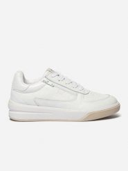 Damskie skórzane buty sportowe TBS. Białe buty treningowe TBS, bez wzorów, z bawełny, bez zapięcia. Za 465.50 zł.