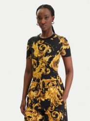 Versace Jeans Couture T-Shirt 80HAH608 JS553 Czarny Regular Fit. Czarne t-shirty Versace Jeans Couture, xs, bez wzorów, z bawełny, bez kołnierzyka, bez ramiączek. Za 749.99 zł.