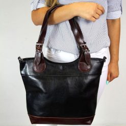 Torebka skórzana damska DAN-A T195B czarno-koniakowa. Czarne torebki klasyczne DAN-A, bez wzorów, ze skóry, biznesowe, bez dodatków. Za 399.99 zł.