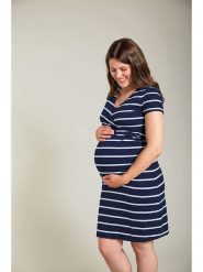 Frugi Sukienka ciążowa w kolorze granatowym rozmiar: 46. Niebieskie sukienki Frugi, na co dzień, bez wzorów, z bawełny, bez kołnierzyka, moda ciążowa, bez ramiączek, kopertowe. Za 143.22 zł.