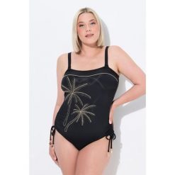 Damski Strój kąpielowy uniwersalny miękkie miseczki odpinane ramiączka. Czarne stroje jednoczęściowe Ulla Popken, bez wzorów, z elastanu, sportowe. Za 294.99 zł.