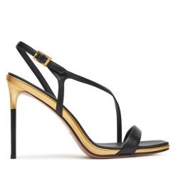 Sandały Eva Minge. Czarne sandały Eva Minge, bez wzorów, bez obcasa, na szpilce, bez zapięcia. Za 429.99 zł.