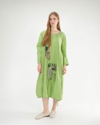 Bawełniana sukienka midi. Zielone sukienki Unisono, l, z aplikacjami, z bawełny, bez kołnierzyka, bez ramiączek, midi. Za 269.00 zł.