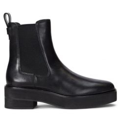 Sztyblety LAUREN RALPH LAUREN. Czarne botki Lauren Ralph Lauren, bez wzorów, bez obcasa, na płaskiej podeszwie, bez zapięcia. Za 459.99 zł.