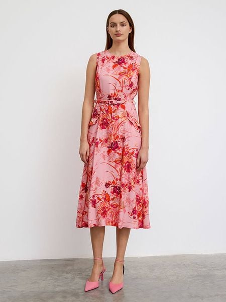 BGN Sukienka w kolorze jasnoróżowo-czerwonym rozmiar: 38. Różowe sukienki BGN, na imprezę, bez wzorów, z tkaniny, bez kołnierzyka, bez ramiączek, midi. Za 197.17 zł.