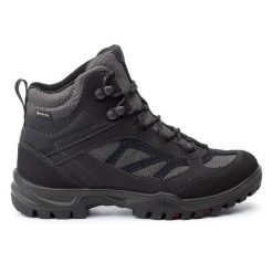 Trekkingi ECCO. Czarne buty trekkingowe ECCO, bez wzorów, z gore-texu, bez zapięcia, trekkingowe, gore-tex. Za 579.99 zł.