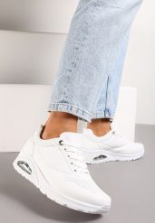 Białe Sneakersy z Podeszwą Air i Ozdobną Perforacją Florias. Białe buty sportowe lifestyle Born2be, bez wzorów, eleganckie, bez zapięcia. W wyprzedaży za 72.24 zł.