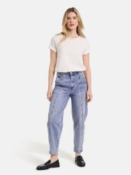 TAIFUN Dżinsy - Tapered fit - w kolorze błękitnym rozmiar: 36. Niebieskie jeansy Taifun, bez wzorów, z bawełny, z podwyższonym stanem. Za 131.74 zł.