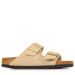 Sandały Birkenstock Arizona Birko Flor Damskie. Brązowe sandały Birkenstock, bez wzorów, z materiału, bez obcasa, bez zapięcia. Za 486.60 zł.