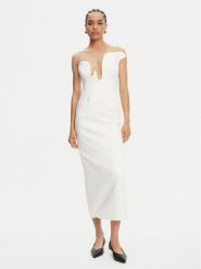 BARDOT Sukienka koktajlowa Rosalyn 59733DB Biały Regular Fit. Białe sukienki Bardot, bez wzorów, z syntetyku, wizytowe, bez kołnierzyka, bez ramiączek. Za 749.99 zł.