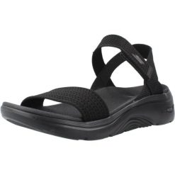Sandały SKECHERS GO WALK ARCH FIT 2.0 Czarny. Czarne sandały Skechers, bez wzorów, z tkaniny, sportowe, bez obcasa, bez zapięcia. Za 490.00 zł.