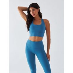 Stanik Sportowy BeShaped Morning Dew. Niebieskie biustonosze sportowe BESHAPED, bez wzorów, z elastanu, do biegania. Za 179.00 zł.