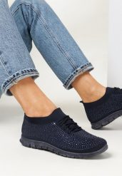 Granatowe Sznurowane Buty Sportowe z Cyrkoniami Digtan. Niebieskie buty sportowe lifestyle Born2be, na lato, bez wzorów, bez zapięcia. W wyprzedaży za 63.99 zł.