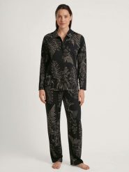 Calida Koszulka piżamowa w kolorze czarnym rozmiar: L. Czarne piżamy Calida, l, bez wzorów, bez kołnierzyka, bez ramiączek, długie. Za 269.75 zł.