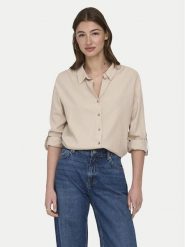 ONLY Koszula Goa 15363991 Beżowy Loose Fit. Brązowe koszule ONLY, xs, bez wzorów, z wiskozy, bez kołnierzyka, bez ramiączek. Za 169.99 zł.