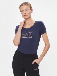 EA7 Emporio Armani T-Shirt 8NTT67 TJDQZ 1554 Granatowy Skinny Fit. Niebieskie t-shirty EA7 Emporio Armani, s, bez wzorów, z bawełny, bez kołnierzyka, bez ramiączek. Za 259.99 zł.