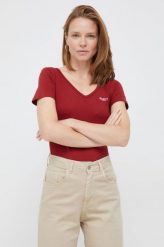 Pepe Jeans t-shirt bawełniany kolor czerwony. Czerwone t-shirty Pepe Jeans, bez wzorów, z bawełny, bez kołnierzyka, bez ramiączek. Za 119.99 zł.