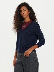Tommy Jeans Sweter Tjw Essential DW0DW18670 Granatowy Regular Fit. Niebieskie swetry Tommy Jeans, xs, bez wzorów, z bawełny, bez ramiączek. Za 219.99 zł.