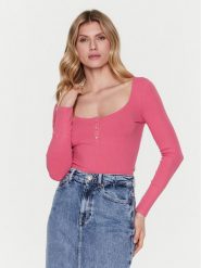 Guess Bluzka Karlee W2YP46 KBCO2 Różowy Slim Fit. Czerwone bluzki Guess, m, z aplikacjami, z wiskozy, bez kołnierzyka, bez ramiączek. Za 179.99 zł.