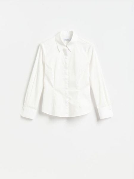 Taliowana koszula z bawełną - biały. Białe koszule Reserved, l, bez wzorów, z bawełny, bez kołnierzyka, bez ramiączek. Za 99.99 zł.