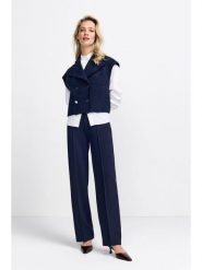 Rich & Royal Spodnie w kolorze granatowym rozmiar: 42. Niebieskie spodnie materiałowe Rich & Royal, bez wzorów, z materiału, z podwyższonym stanem. Za 208.99 zł.