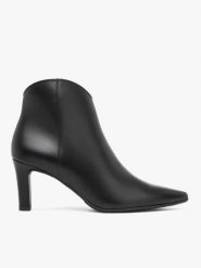 Czarne botki na szpilce. Czarne botki Ryłko, bez wzorów, ze skóry, eleganckie, bez obcasa, na szpilce, bez zapięcia. Za 529.99 zł.