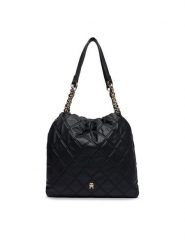 Tommy Hilfiger Torebka Th Feminine Tote AW0AW18719 Czarny. Czarne torebki klasyczne Tommy Hilfiger, bez wzorów, ze skóry, bez dodatków. Za 699.99 zł.